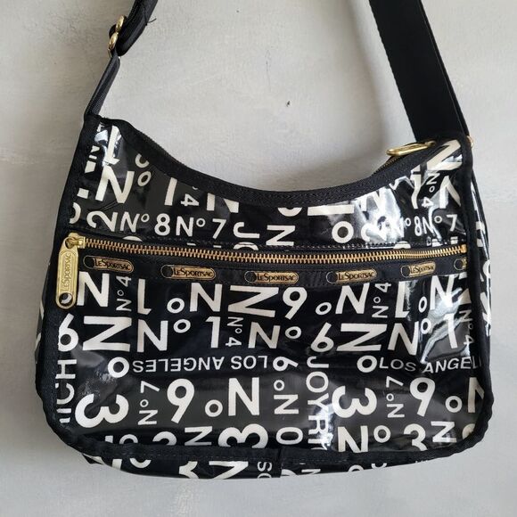 LeSportSac X JOYRICH L.A. Exclusive Black w/Gold Crossbody Shoulder Bag 13 x 7.5 - Picture 2 of 10